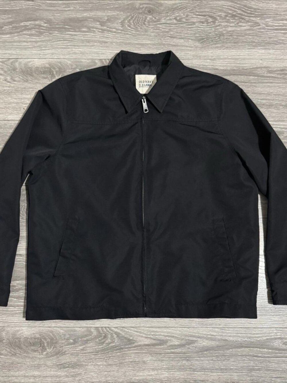 Old Navy Men's Black Polyester Windbreaker Half Zipper Standup Collar very good